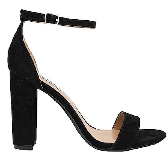 STEVE MADDEN CARRSON black ankle traps sandal pumps womens size 8 - Picture 1 of 9
